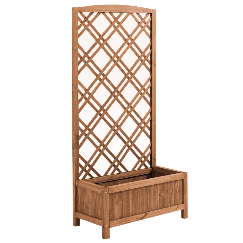 Jardinera con Celosía de Madera para Trepadoras Cultivos Plantas en Terraza Jardín Balcón 60x30x122,5 cm Natural