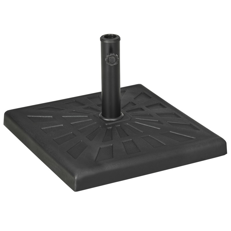 Base para Sombrilla de Resina 19 kg para Mástil de Ø32/38/48 mm para Jardín Terraza Patio 51x51x32 cm Negro