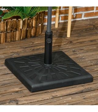Base para Sombrilla de Resina 19 kg para Mástil de Ø32/38/48 mm para Jardín Terraza Patio 51x51x32 cm Negro