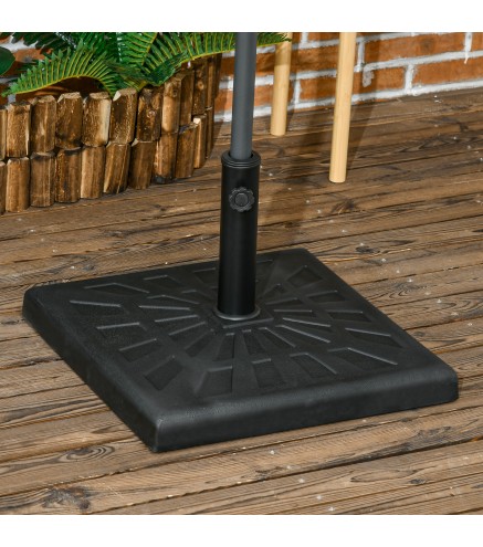 Base para Sombrilla de Resina 19 kg para Mástil de Ø32/38/48 mm para Jardín Terraza Patio 51x51x32 cm Negro
