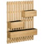 Jardinera de Pared de Madera con Enrejado y 3 Macetas Móviles para Jardín Terraza Patio 60x16x80 cm Natural