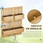 Jardinera de Pared de Madera con Enrejado y 3 Macetas Móviles para Jardín Terraza Patio 60x16x80 cm Natural