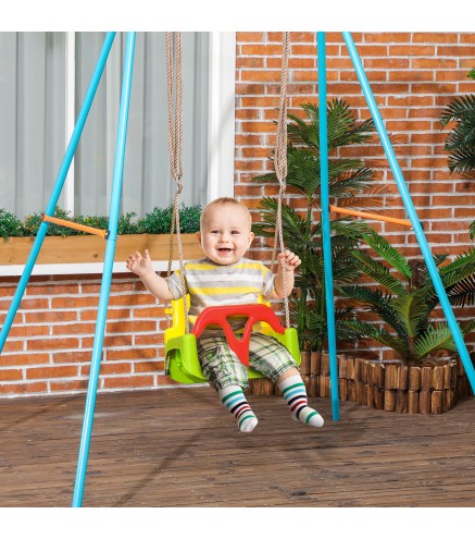 Columpio para Bebés con Respaldo Desmontable y Barra en T para 9-36 Meses 42x33x120-180 cm Multicolor