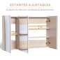 Armario de Baño con Espejo 3 Puertas y Estantes Ajustables para Aseo Estilo Moderno 90x60x13,5 cm Roble