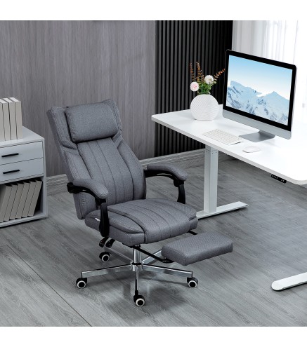 Silla de Oficina Reclinable y Giratoria con 6 Puntos de Masaje Vibratorio con Mando de Control 65x61x108-118 cm Gris