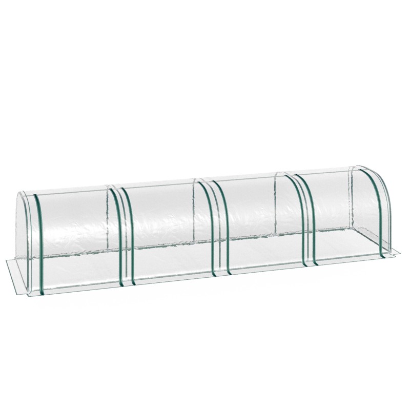 Invernadero para Jardín Terraza 395x100x80 cm para Cultivo de Plantas Tipo Túnel Marco Acero y PVC Transparente y Verde