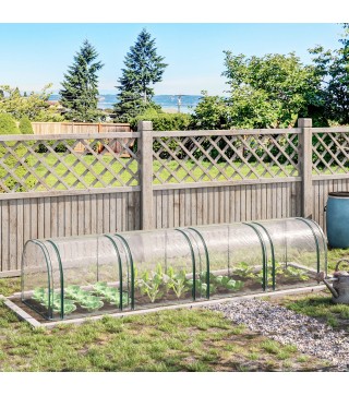 Invernadero para Jardín Terraza 395x100x80 cm para Cultivo de Plantas Tipo Túnel Marco Acero y PVC Transparente y Verde