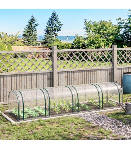 Invernadero para Jardín Terraza 395x100x80 cm para Cultivo de Plantas Tipo Túnel Marco Acero y PVC Transparente y Verde
