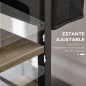 Carrito Auxiliar con Ruedas de 3 Niveles con Bolsa de Tela y 2 Ganchos para Salón Cocina Comedor 66x40x80,5 cm Gris