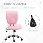 Silla de Oficina Giratoria con Altura Ajustable y Función Basculante para Escritorio Estudio 50x54x87,5-96,5 cm Rosa