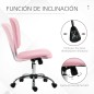 Silla de Oficina Giratoria con Altura Ajustable y Función Basculante para Escritorio Estudio 50x54x87,5-96,5 cm Rosa