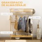 Perchero de Pie de Madera de Bambú para Ropa con 2 Estantes 2 Ganchos y Barra para Colgar 114x40x139 cm Natural