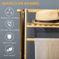 Perchero de Pie de Madera de Bambú para Ropa con 2 Estantes 2 Ganchos y Barra para Colgar 114x40x139 cm Natural