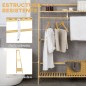 Perchero de Pie de Madera de Bambú para Ropa con 2 Estantes 2 Ganchos y Barra para Colgar 114x40x139 cm Natural