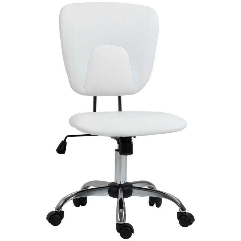 Silla de Oficina Giratoria con Altura Ajustable y Función Basculante para Escritorio Estudio 50x54x87,5-96,5 cm Blanco