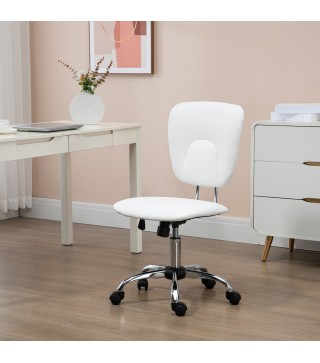 Silla de Oficina Giratoria con Altura Ajustable y Función Basculante para Escritorio Estudio 50x54x87,5-96,5 cm Blanco