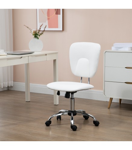Silla de Oficina Giratoria con Altura Ajustable y Función Basculante para Escritorio Estudio 50x54x87,5-96,5 cm Blanco