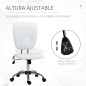 Silla de Oficina Giratoria con Altura Ajustable y Función Basculante para Escritorio Estudio 50x54x87,5-96,5 cm Blanco