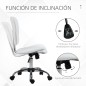 Silla de Oficina Giratoria con Altura Ajustable y Función Basculante para Escritorio Estudio 50x54x87,5-96,5 cm Blanco