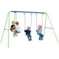 Juego de Columpios de Jardín de Metal con Altura Ajustable 2 Columpios y Balancín 280x140x178 cm Verde y Azul Juego de Columpios de Jardín de Metal con Altura Ajustable 2 Columpios y Balancín 280x140x178 cm Verde y Azul
