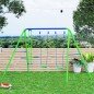 Juego de Columpios de Jardín de Metal con Altura Ajustable 2 Columpios y Balancín 280x140x178 cm Verde y Azul Juego de Columpios de Jardín de Metal con Altura Ajustable 2 Columpios y Balancín 280x140x178 cm Verde y Azul