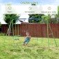Juego de Columpios de Jardín de Metal con Altura Ajustable 2 Columpios y Balancín 280x140x178 cm Verde y Azul Juego de Columpios de Jardín de Metal con Altura Ajustable 2 Columpios y Balancín 280x140x178 cm Verde y Azul