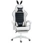 Silla Gaming Profesional de Cuero PU con Altura Ajustable Inclinable 135° Reposacabezas 65x63x136-142 cm Negro y Blanco