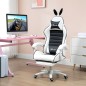 Silla Gaming Profesional de Cuero PU con Altura Ajustable Inclinable 135° Reposacabezas 65x63x136-142 cm Negro y Blanco
