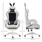 Silla Gaming Profesional de Cuero PU con Altura Ajustable Inclinable 135° Reposacabezas 65x63x136-142 cm Negro y Blanco