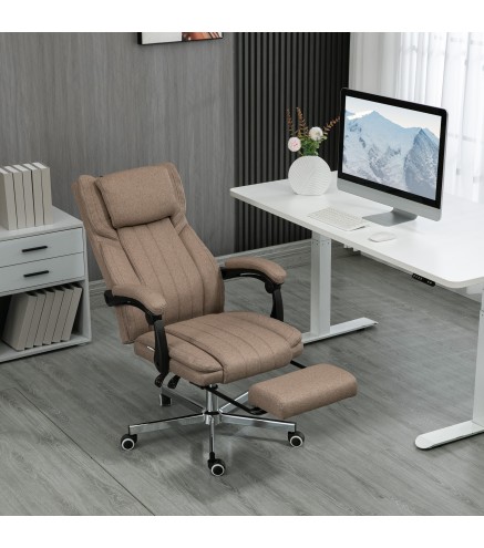Silla de Oficina Reclinable y Giratoria con 6 Puntos de Masaje Vibratorio con Mando de Control 65x61x108-118 cm Marrón