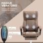Silla de Oficina Reclinable y Giratoria con 6 Puntos de Masaje Vibratorio con Mando de Control 65x61x108-118 cm Marrón