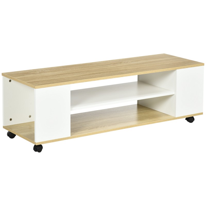 Mueble de TV Flotante y Ruedas con 2 Estantes para Televisores de hasta 55 Pulgadas 120x40x38,5 cm Blanco