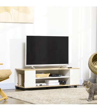 Mueble de TV Flotante y Ruedas con 2 Estantes para Televisores de hasta 55 Pulgadas 120x40x38,5 cm Blanco