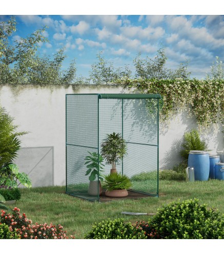 Jaula de Cultivo para Plantas 120x120x180 cm con Puerta Enrollable y Marco de Acero para Jardín Terraza Color Verde