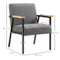 Butaca de Salón Moderna Tapizado en Poliéster con Reposabrazos de Madera para Dormitorio 64,5x70x83,5 cm Gris