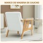 Sillón de Salón Tapizado en Terciopelo con Cojín y Patas de Madera de Caucho para Oficina 68x75x78 cm Crema
