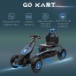 Go Kart a Pedales Infantil con Asiento Ajustable Neumáticos Inflables Amortiguador y Freno de Mano 121x58x61 cm Azul