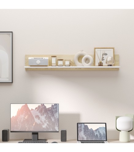 Estante Flotante de Madera Balda de Pared para Salón Dormitorio Pasillo Cocina Baño 120x15x20 cm Roble y Blanco