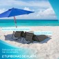 Conjunto de 2 Esterillas de Playa Plegable con Respaldo Reclinable y Bolsa de Transporte 142x51x40 cm Gris