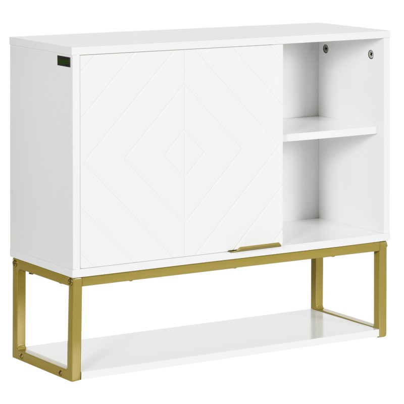 Armario de Pared para Baño con Puerta Estante Ajustable y Almacenamiento Inferior 60x20x51 cm Blanco