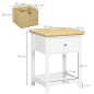 Mesita de Noche con Cajón y Cesta de Ratán Plegable Mesa Auxiliar para Salón Dormitorio 49x39x64 cm Blanco y Natural