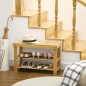 Banco Zapatero de Bambú con Asiento y 2 Estantes para 6 Pares para Entrada Salón Dormitorio 70x28x45 cm Natural