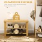 Banco Zapatero de Bambú con Asiento y 2 Estantes para 6 Pares para Entrada Salón Dormitorio 70x28x45 cm Natural