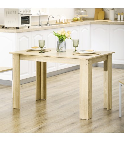 Mesa de Comedor para 4-6 Personas Rectangular de Melamina de Madera y Estilo Moderno 120x69x75 cm Roble