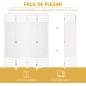 Biombo Separador de Ambientes de 4 Paneles Plegable de Cuerda de Papel 160x170cm Decoración para Dormitorio Salón Blanco