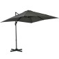 Sombrilla de Jardín de Aluminio Parasol Excéntrico con Manivela y Poste Giratorio e Inclinable 245x245x245 cm Gris