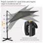 Sombrilla de Jardín de Aluminio Parasol Excéntrico con Manivela y Poste Giratorio e Inclinable 245x245x245 cm Gris