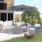 Sombrilla de Jardín con Manivela y Techo Inclinable y para Patio Terraza Exterior Ø300x252 cm Gris