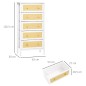 Cómoda de Dormitorio de Estilo Cannage Bohemio con 5 Cajones de Tela Plegables para Entrada Salón 62x30x126,5 cm Blanco