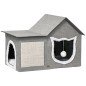 Caseta para Gatos Casa para Gatos Interior con Almohadilla para Rascar Cojín Suave y Bola Colgante 65x41x45,5 cm Gris Caseta para Gatos Casa para Gatos Interior con Almohadilla para Rascar Cojín Suave y Bola Colgante 65x41x45,5 cm Gris